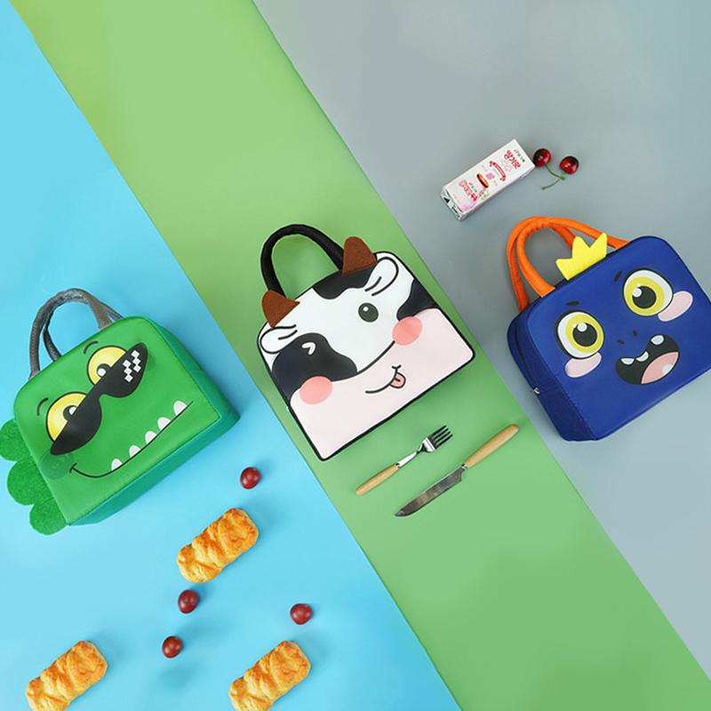 Portable Cartoon Stereoscopic Lunch Bag Thermal Thermal Bag Insulated Lunch Box Bags Lunch Box Accessories Oxford Cloth Tote Bag