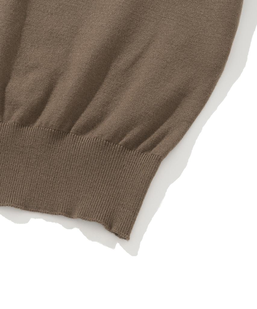 KNITTED (W) Basic Essential Washable Collared Knit Mocha