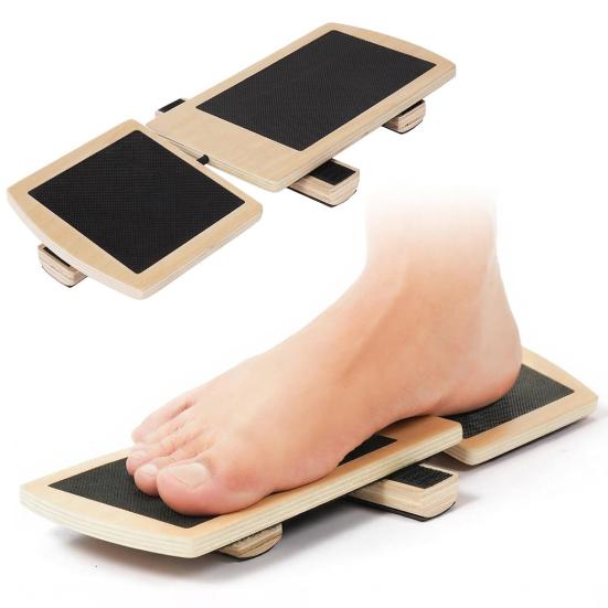 Foot Stretcher Wood Balance Board with Anti-Slip Surface Sprained Ankle Relief Plantar Fasciitis Foot Ankle Strengthener
