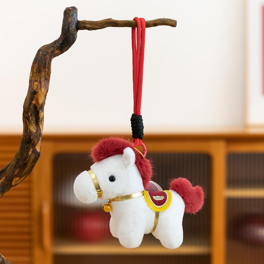 

Mascot Dolls Plush Horse Keychain Cute Cartoon Steed Doll Plush Horse Doll Pendant Year of Horse белый