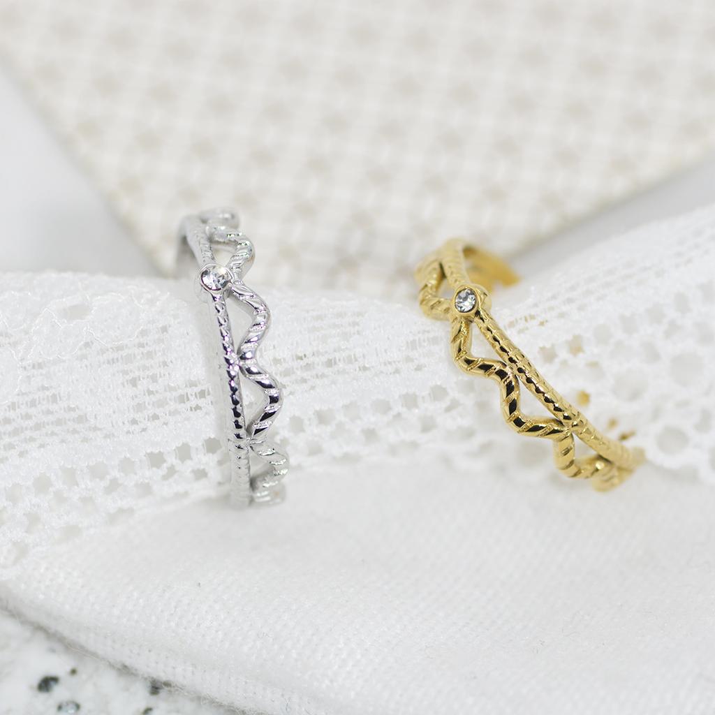 Wave Lace Ring Stainless Steel Diamond Niche Ing Wind Hemp Pattern Delicate French Open Titanium Steel Ring