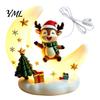 Holiday Party Supplies Christmas Moon Night Light with Santa Claus, Resin Decoration Warm LED Atmosphere Lighting Glow, Tabletop Ornament for