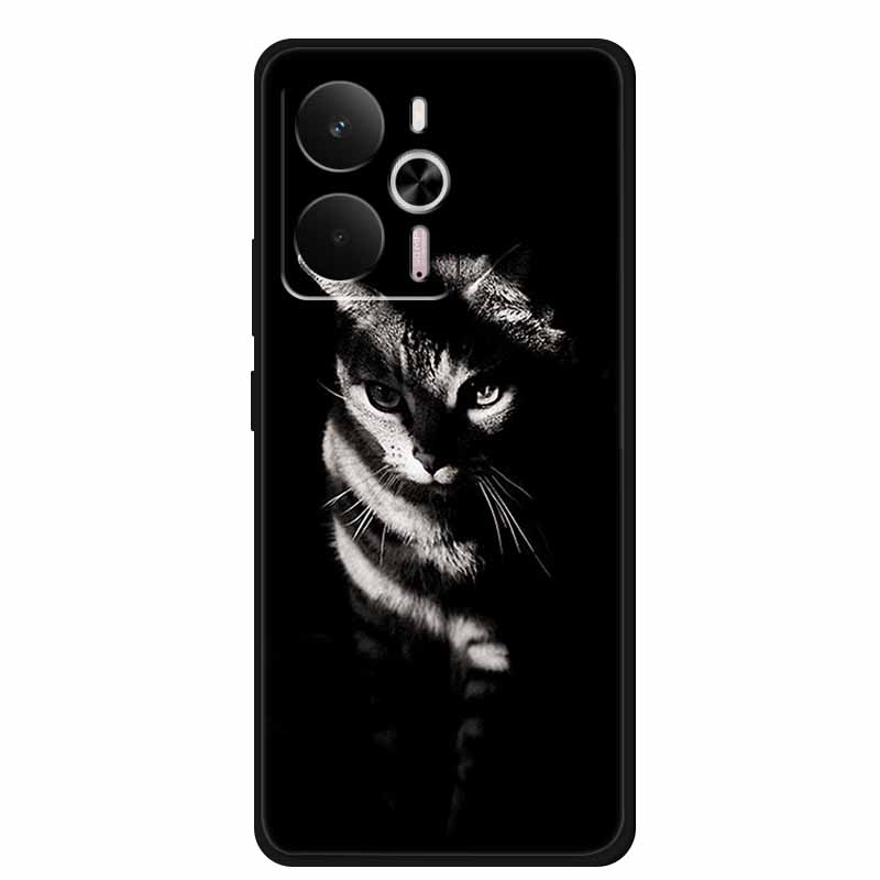 For Realme 14 5G Case Realme14 Coque 6.67" Black Silicone Soft TPU Phone Case For Realme 14 2025 Back Cover Case Shell Funda Cat