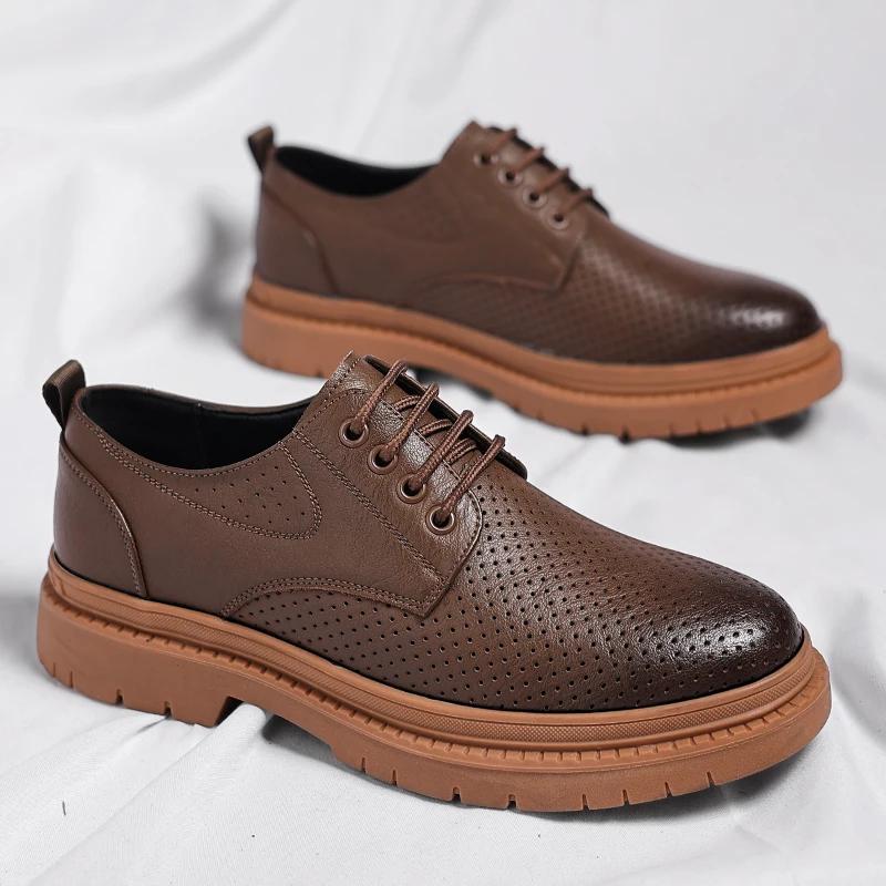 

Модные мужские туфли дерби на шнуровке, оксфорды, британские летние офисные повседневные деловые туфли, мужские кожаные модные свадебные туфли 10