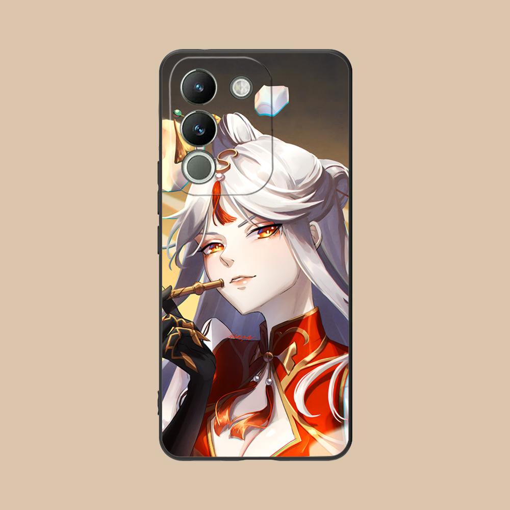 Game GI Ningguang Matte TPU Mobile Phone Case for VIVO Y77 76 75 74 73 72 58 56 55 51 50 38 36 Y19 Y18 Y03 Y01 5G Colorful Cover