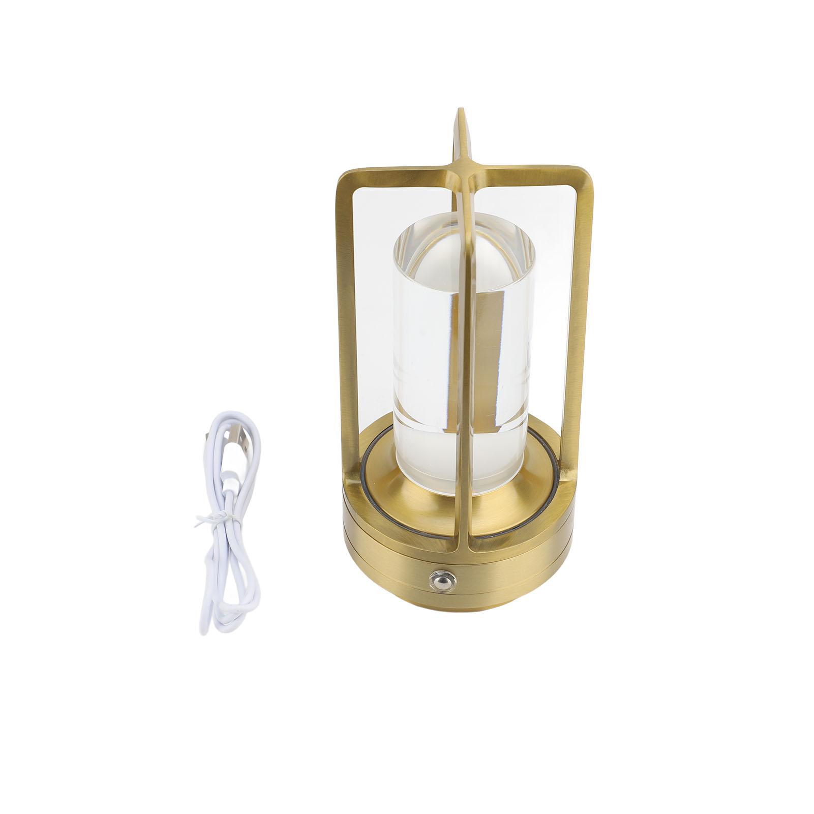 

Table Lamp Full Aluminum Rechargeable Touch Control Retro 3 Colors Table Ambient Lamp for Indoor Outdoor Gold золотой