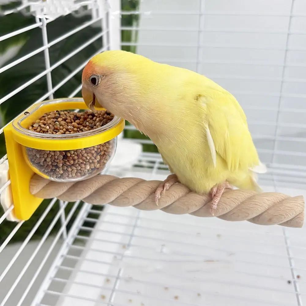 Wear-resistant Bird Cage Feeder Interactive Non-slip Bird Feeding Cup Paw Grinding Bird Perch Stand Pet Bird Supplies