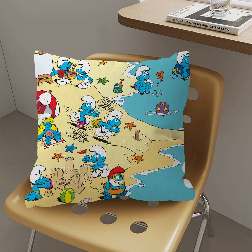 Cartoon Cute S-Smurfs Personalized Pillow Cover Kids Bedroom Wild Party Decor Pillowcase Kid Birthday Shower Gift