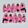 30 Pieces Halloween Nail Art Pink Bat Chrome Press Ons ABS Material Costume Party Accessories