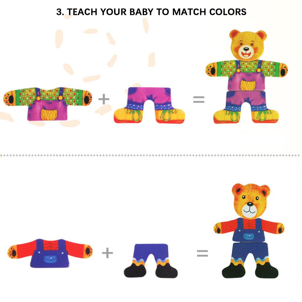 Multi-Color 4 Bears Dressing Puzzle Toy Insteresting Early Educational Toy Gift For Children' S Day