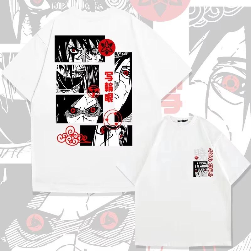 Naruto Animation Derivatives T-shirt Uchiha Madara Sharingan Printing Men's 2026 Summer Fashion Casual Oversized Streetwear