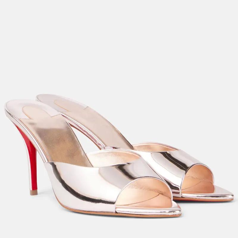 Modne buty dla kobiet Nowe szpiczaste sandały rzymianki z odkrytymi palcami Metalowe seksowne buty damskie Klapki na zewnątrz 10,5 cm Sandały damskie sandálias