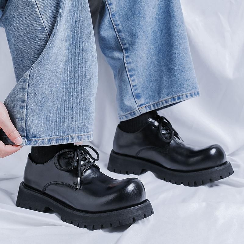 Schuhe mit großem Kopf Derby 2025 neue Herrenschuhe Nischen-Plateau Freizeitlederschuhe hochgezogene kleine Lederschuhe 1098-B