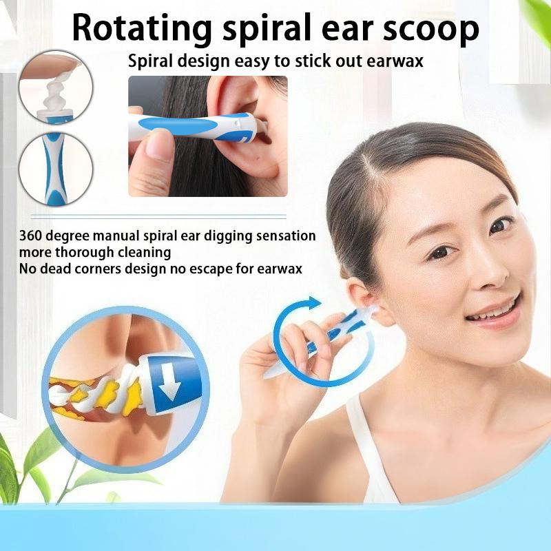 Spiral Silicone Earwax Cleaner,with16 Replaceable Heads,for Both Adults and Children,can Easily Remove Earwax with a Simple Grab