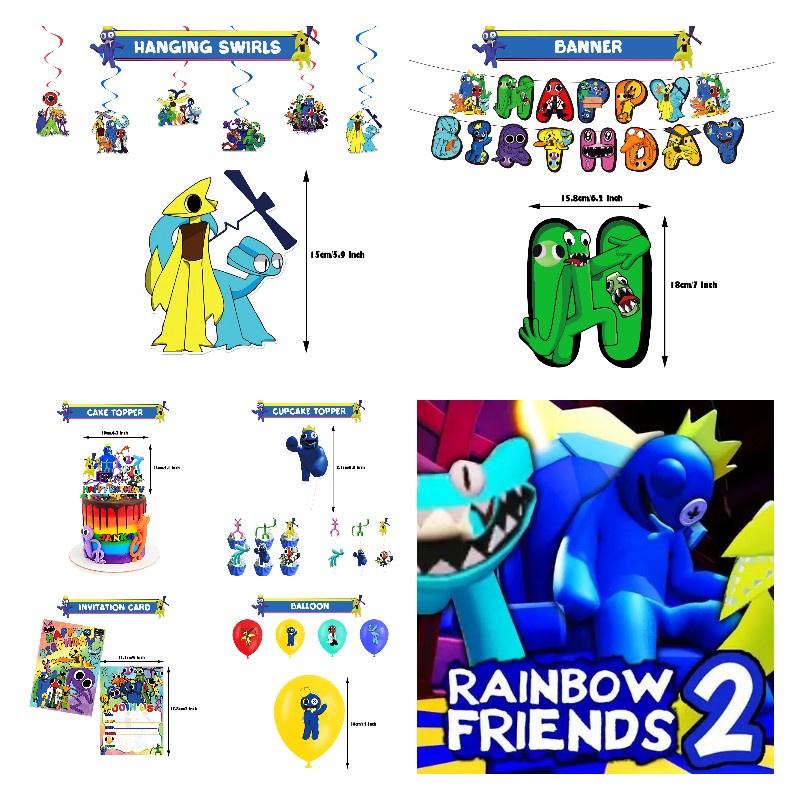 Rainbow Friend 2 Birthday Party Set Decorate With Vibrant Rainbow Theme Includes Cake Topper, Balloons, And More!