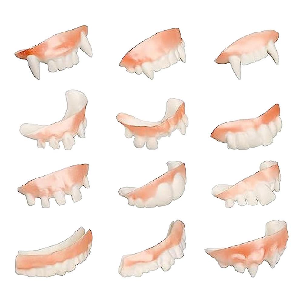 

2025 Halloween Decor Simulation Teeth Prank Toys Halloween Cosplay Prop Vampire Zombie Devil Dentures Halloween night supplies белый