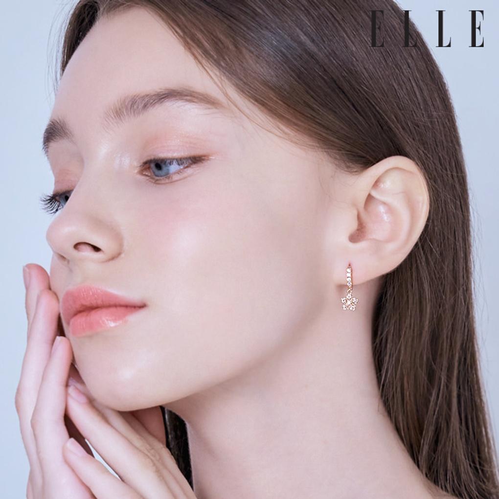 14K Blossom Cubic One-Touch Earrings (Gold Pin) ELGPEE426