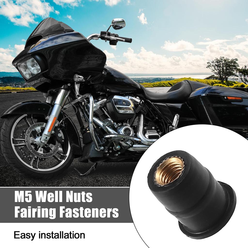 uxcell M5 Wellnut Fairing Fastener Motorcycle Windshield Screws Windscreen Nuts 10pcs