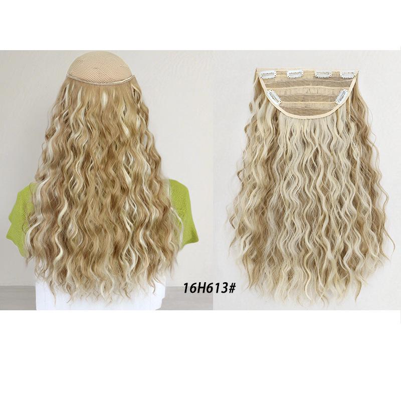 Seamless U-Shaped Water Wave Clip-In Hair Extensions, 6 Clips, 45cm, for Women, Volume Boost, Synthetic Fiber