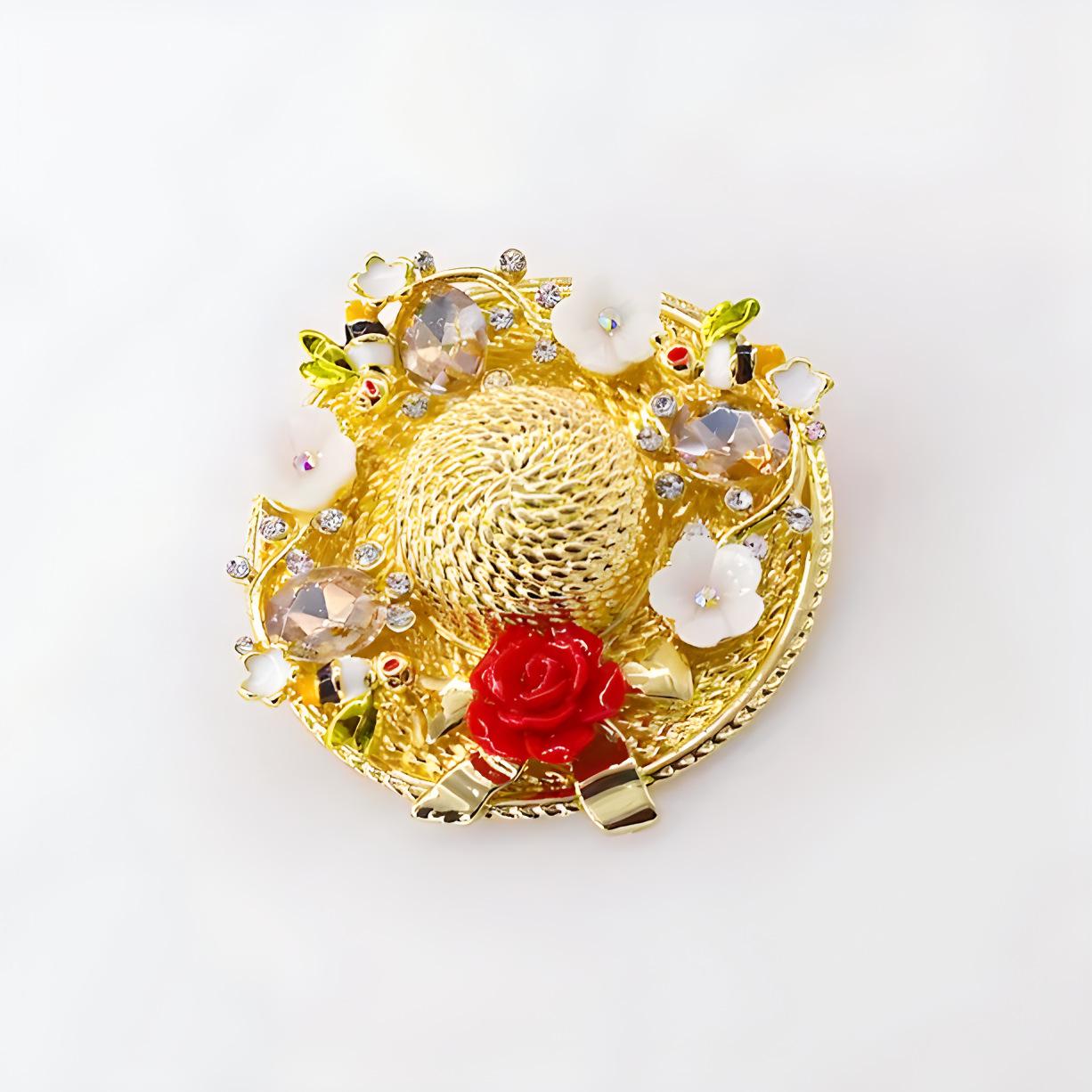 

Нежный цветок ветра позитивная шляпа брошь женская креативная хрустальная шляпа брошь нишевый дизайн смысл булавка универсальные аксессуары для костюма