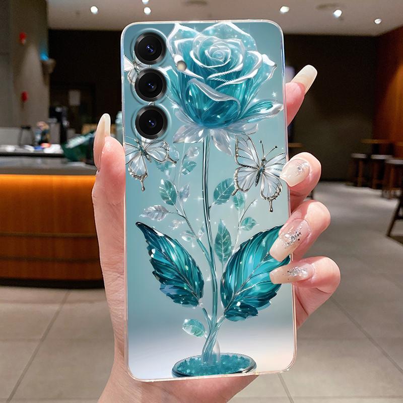 For Samsung S25 FE Case Luxury Butterfly Flower Silicone Soft Cover For Samsung S25FE S24 FE Transparent Protective Phone Cases
