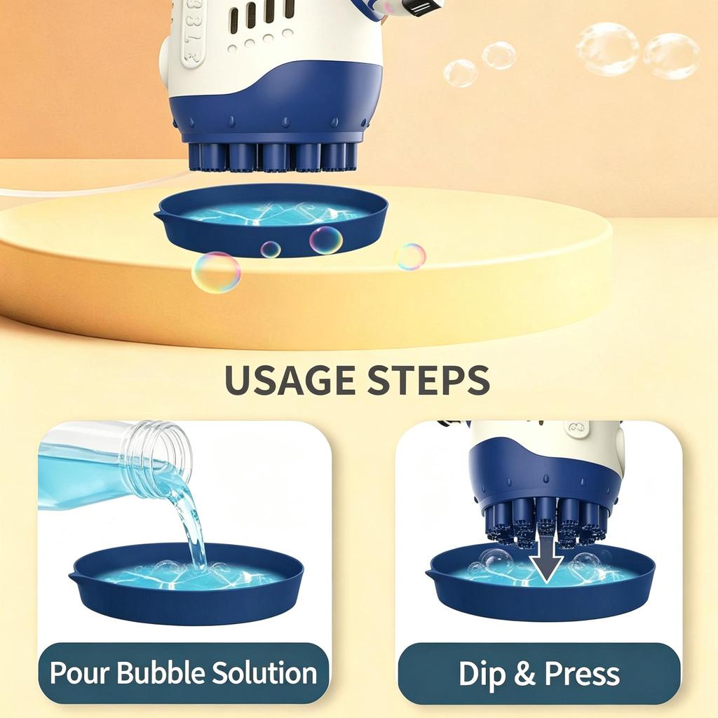 Space Bubble Machine Automatic Bubble Gun Leak‑Proof Kids Toy Gift