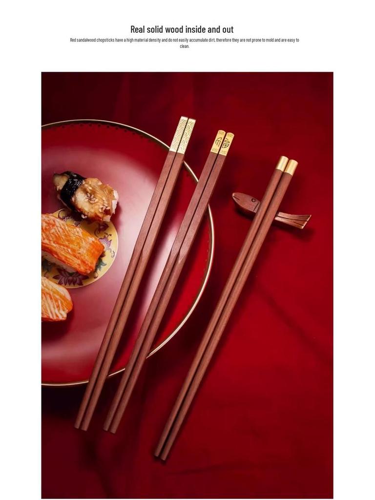 Red Sandalwood Chopstick Gift Set: Unlacquered, Unwaxed Solid Wood for One Person
