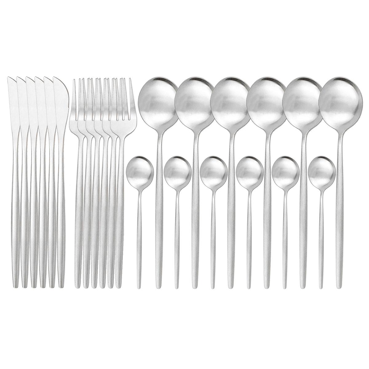 

Набор столовых приборов из 24/48 предметов, золото, нержавеющая сталь 304, набор столовых приборов, вилка, нож, ложка, набор столовых приборов, кухонная утварь, набор столовых приборов из серебра 1Set серебряный