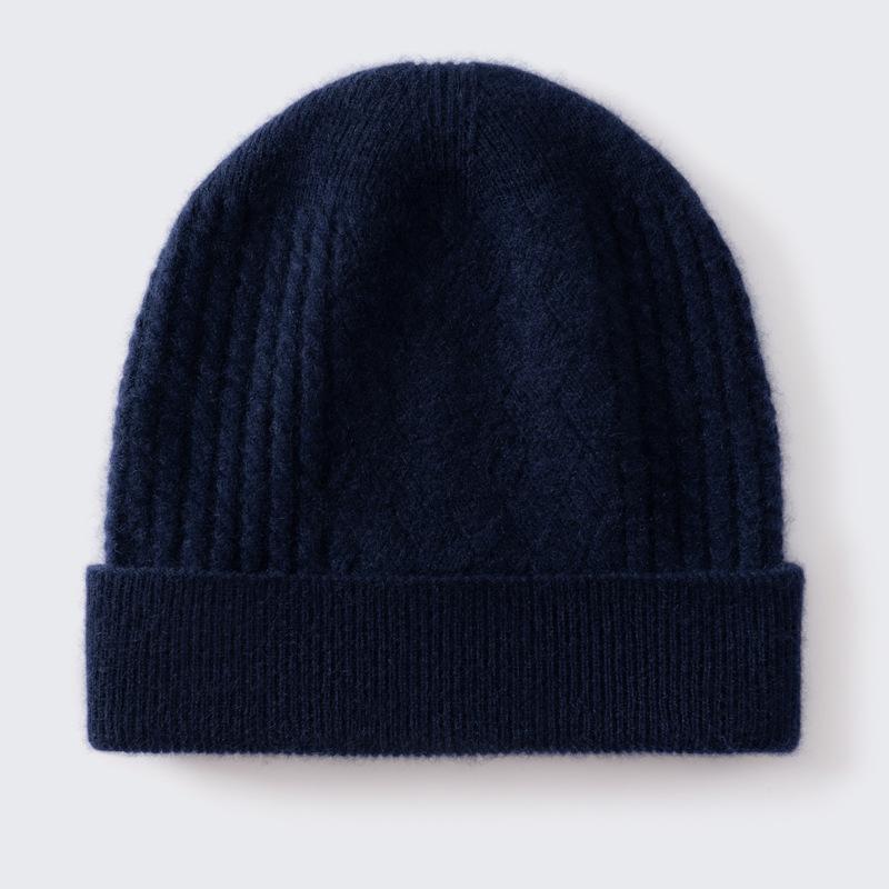 New% pure cashmere men's and women's warm wool hat knitted hat cashmere hat versatile wool hat