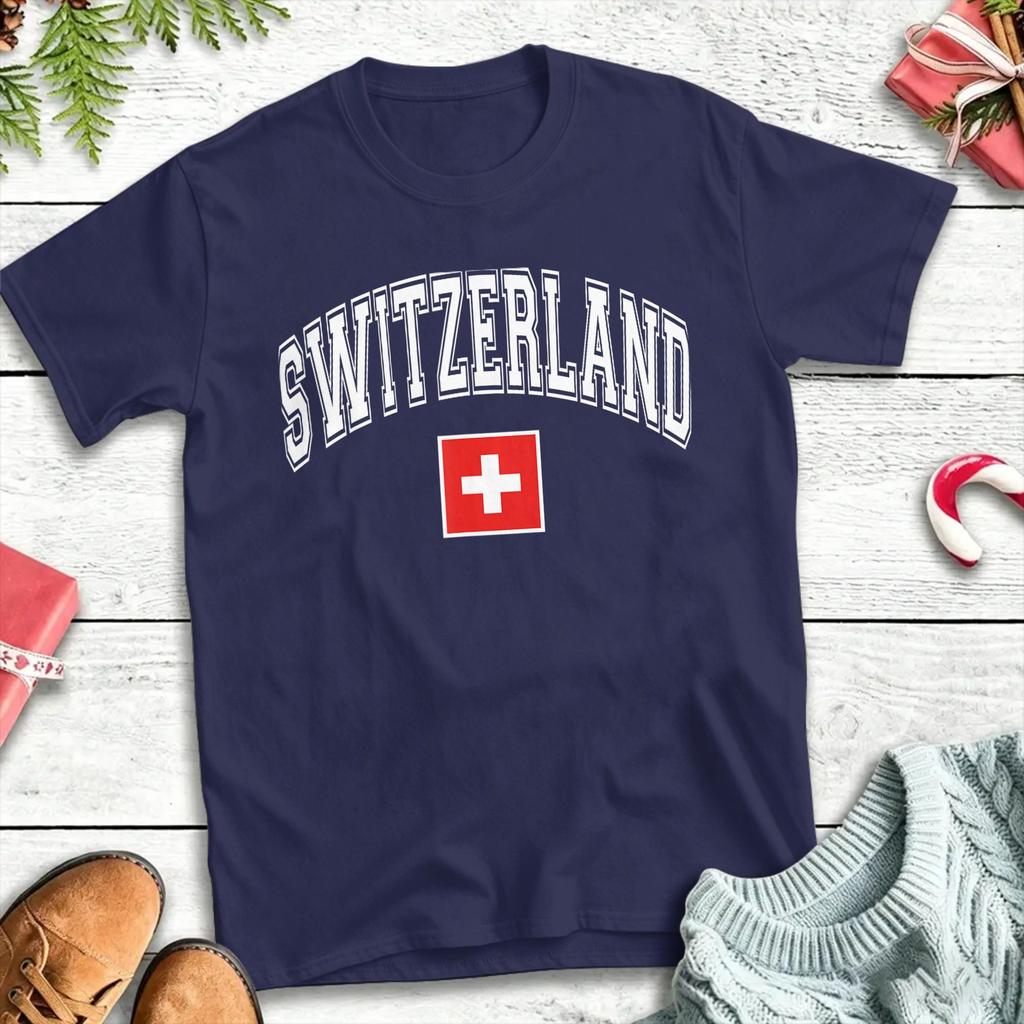 Man T Shirt Switzerland Swiss Flag (2) T-Shirts Harajuku  Summer Tee Shirt Funny Cotton Clothes Gift