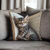 Throw Pillowcase 3D Cat Printed Cushion Cover Hidden Zipper Design Removable Washable Decorative Pillow Cover