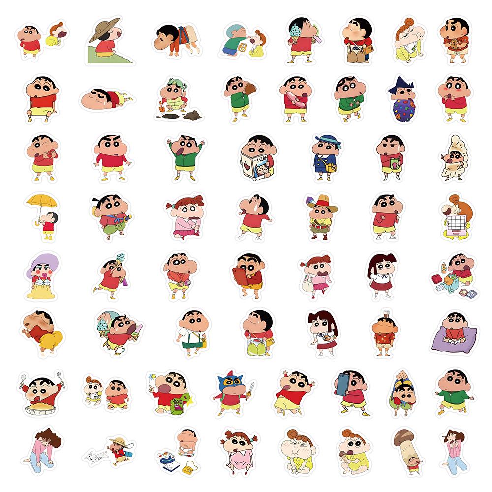 Crayon Shin-chan Sticker Set: 60-120 Cute Cartoon Graffiti Stickers for Creative Diaries.