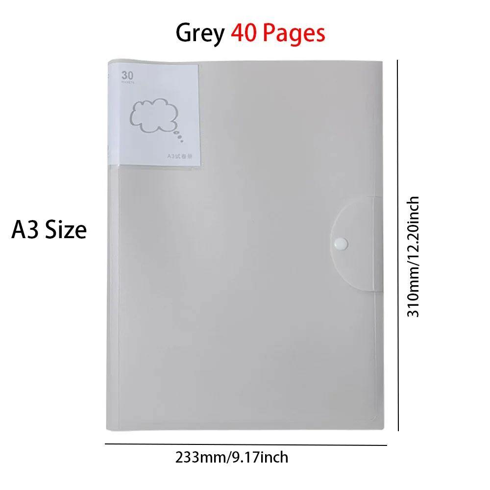 1Pcs Office Supplies A3 Paper File Folder 20/30/40 Pages Art Work Collection Organizer