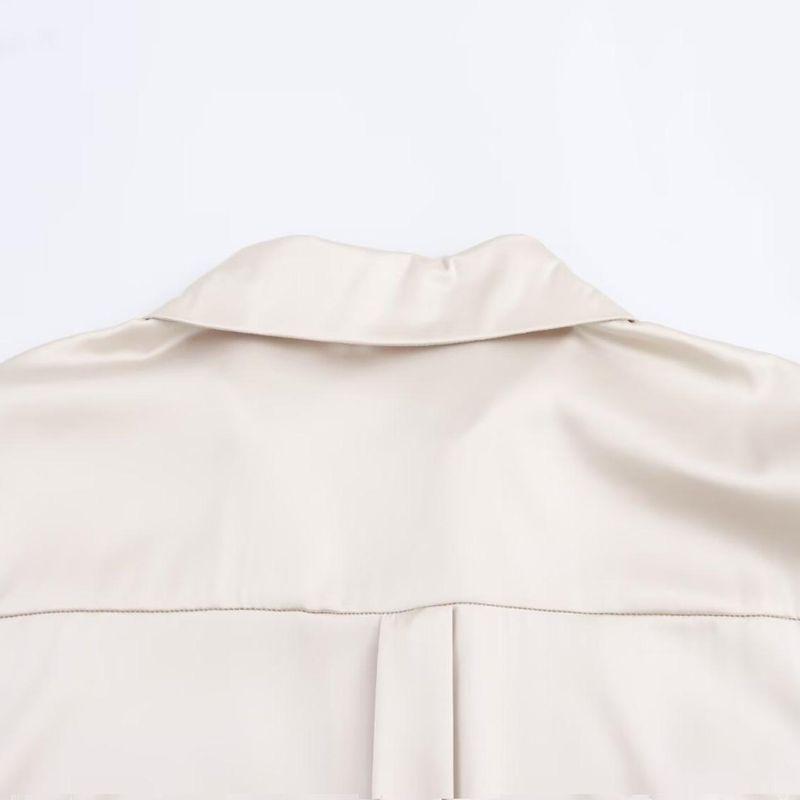 Kaslead New Arrival Women's Fashion Style Stylish Simple and Versatile Silk Satin Texture Classic Shirt 8741036