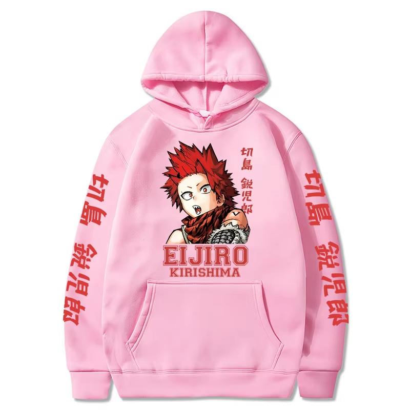 Kawaii Eijiro Kirishima My Hero Academia Herenkleding Harajuku Sweatshirts Anime Prints Capuchon Herfst Winter Streetwear