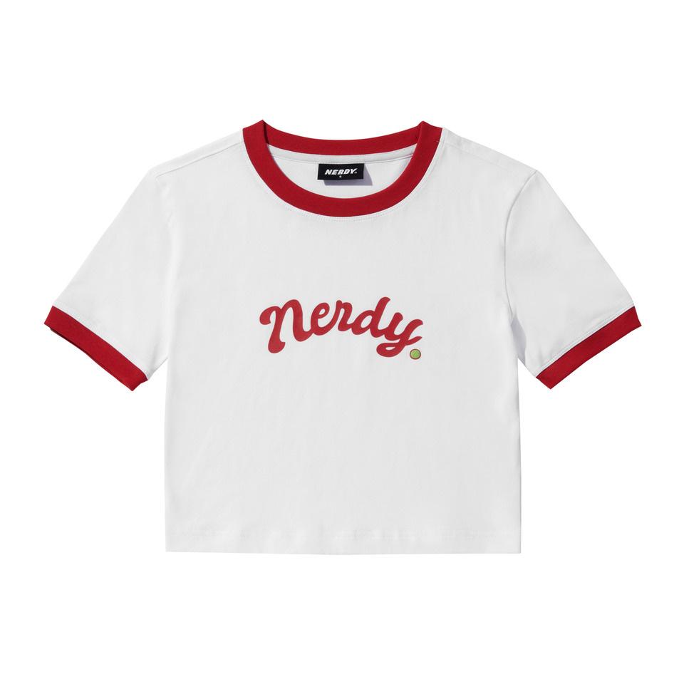 

NERDY Женские шорты с коротким рукавом Cursive Logo Ringer Красный комплект