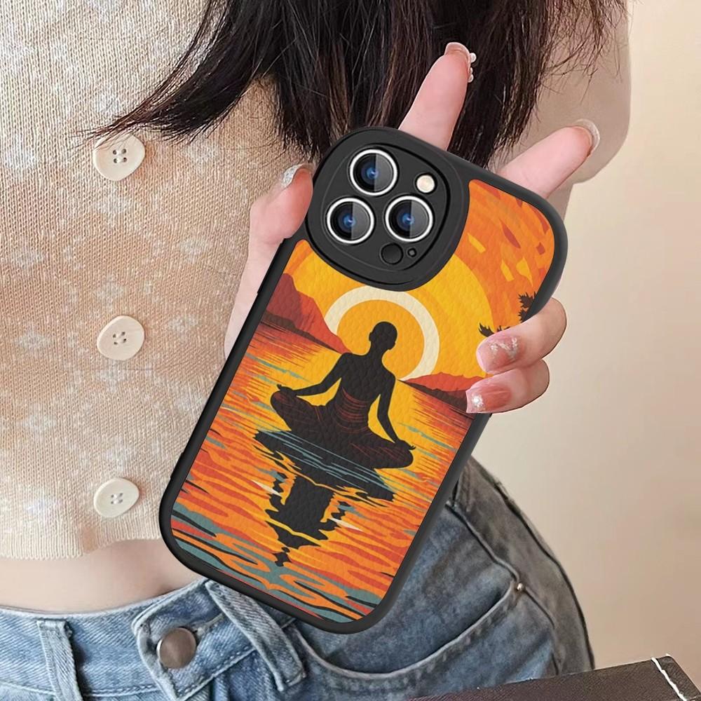 The Yoga Phone Case Hard Leather For IPhone 16 15 14 13 12 Mini 11 14 Pro Max Xs X Xr 7 8 Plus Fundas