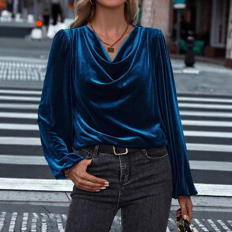 Women's Clothing Stack Collar Top Fashion Versatile Long Sleeve Casual Tops Women’s
