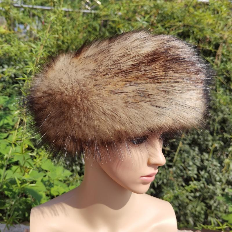 Unisex Thick Fur Dome Cap Retro Warm Flat Top Hat Outdoor Winter Accessories