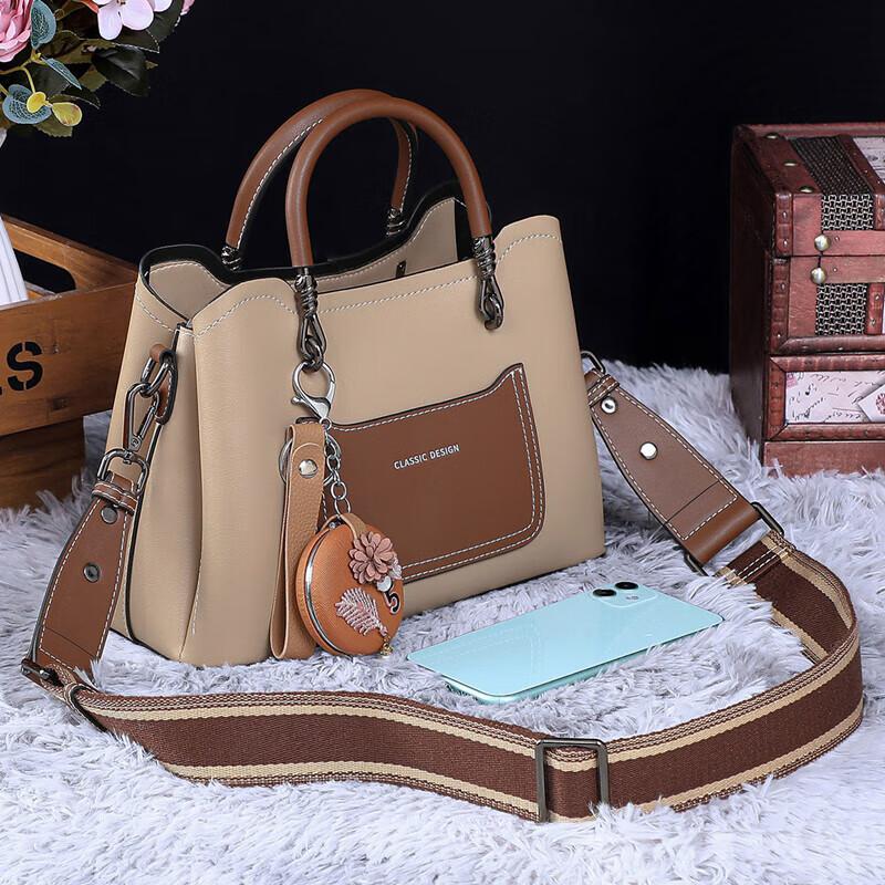 Love Sea Cowhide Leather Handbag, Casual Shoulder Bag, Crossbody Bag