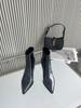 2025 new pointed thin high heel side zipper plain low tube received Martin thin women's short boots