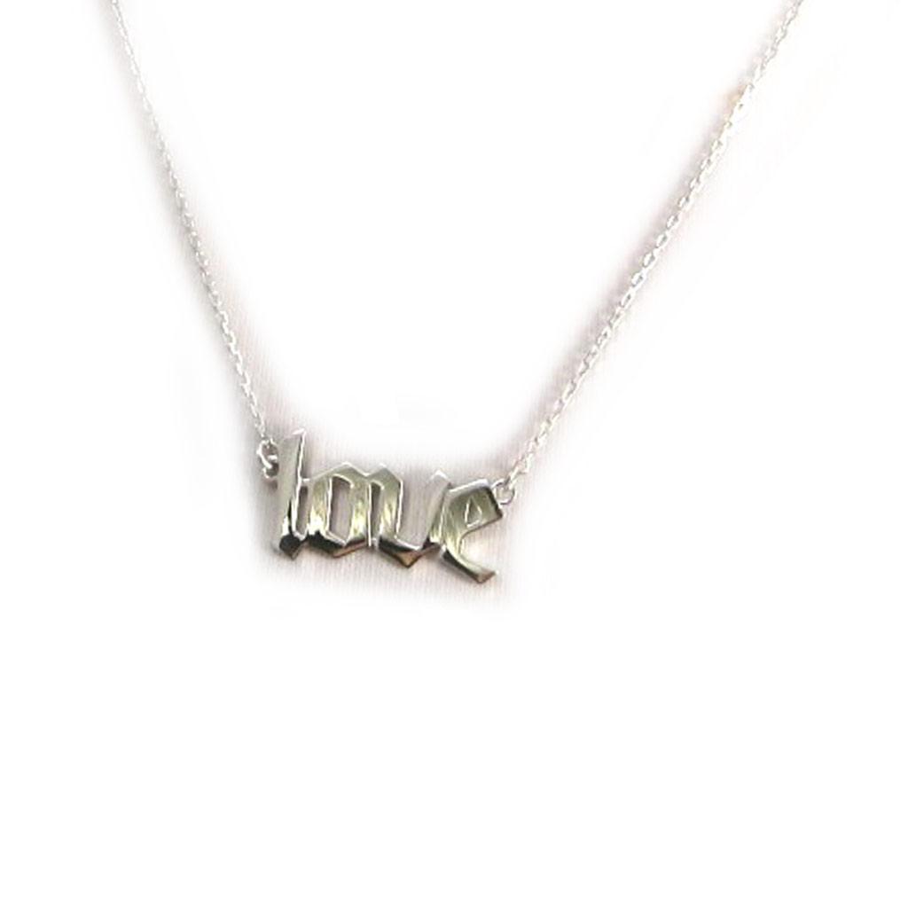 Les Trésors De Lily [N2854] - Collier Argent 'Love' argenté (rhodié) - 20x11 mm (gothique)