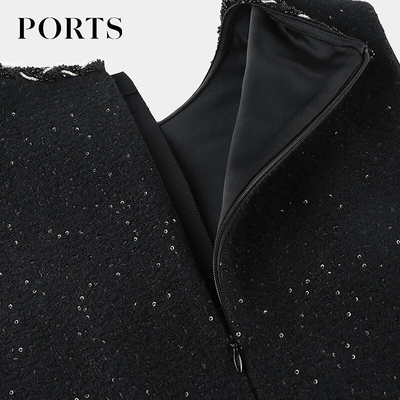 PORTS Women's Beaded Collar Waist-Cinched Dress