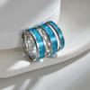 Luxury Man Blue White Opal Stone Ring Promise Love Engagement Rings For Couple
