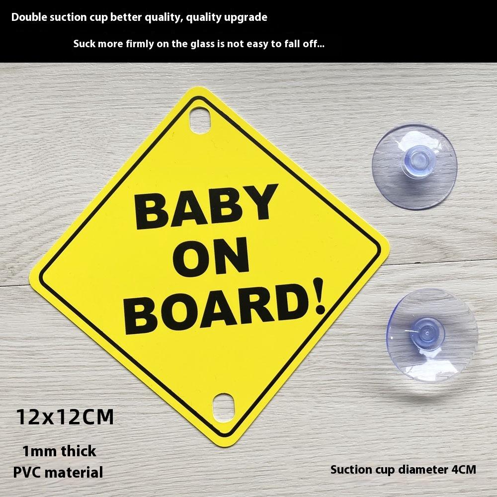 Double Suction Cup "BABY ON BOARD" Car Sticker with Warning Card Inside Baby Sign Safety Alert Decal for Vehicles