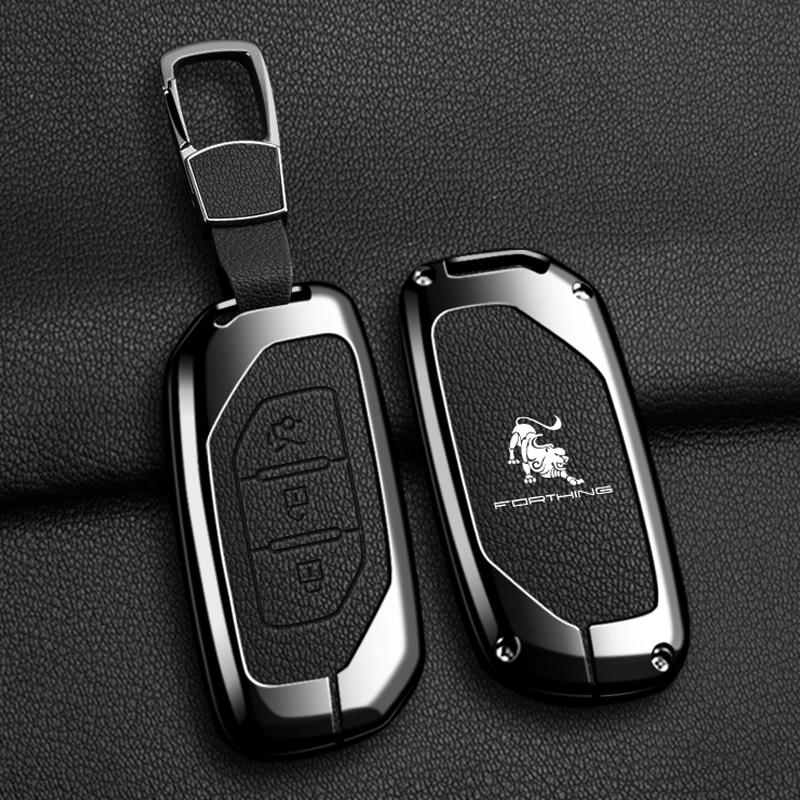 Чехол-брелок для ключа автомобиля Оболочка Брелок-брелок для Dongfeng Forthing Fengxing T5 EVO 2021 Сплав цинка Кожаный Защитный Держатель Аксессуары