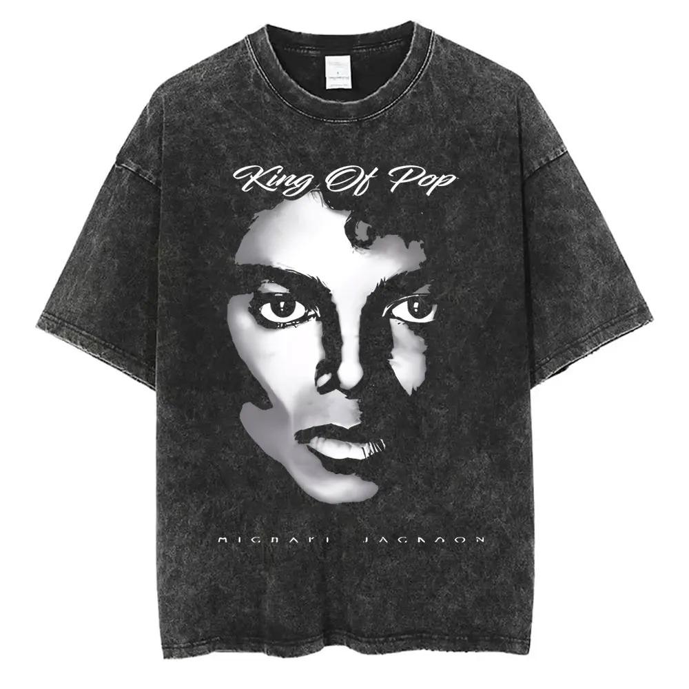 MJ Salute To Michael Jackson Classic Poster Graphic Print T-Shirt Men Women Streetwear Hip Hop Y2K Fashion Vintage Washed O-neck Cotton Oversized Top