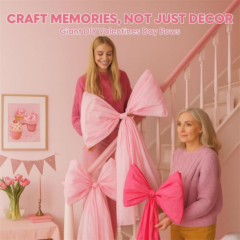 Valentines Day Decorations – 1/3 Pack DIY Giant Wall Bows, Hanging Valentine & Galentines Bow Decor – Cute Pink Red Large Bows for Door, Window