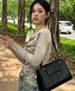 LEATHERY Vaulted Square Shoulder Bag [4 Colors]