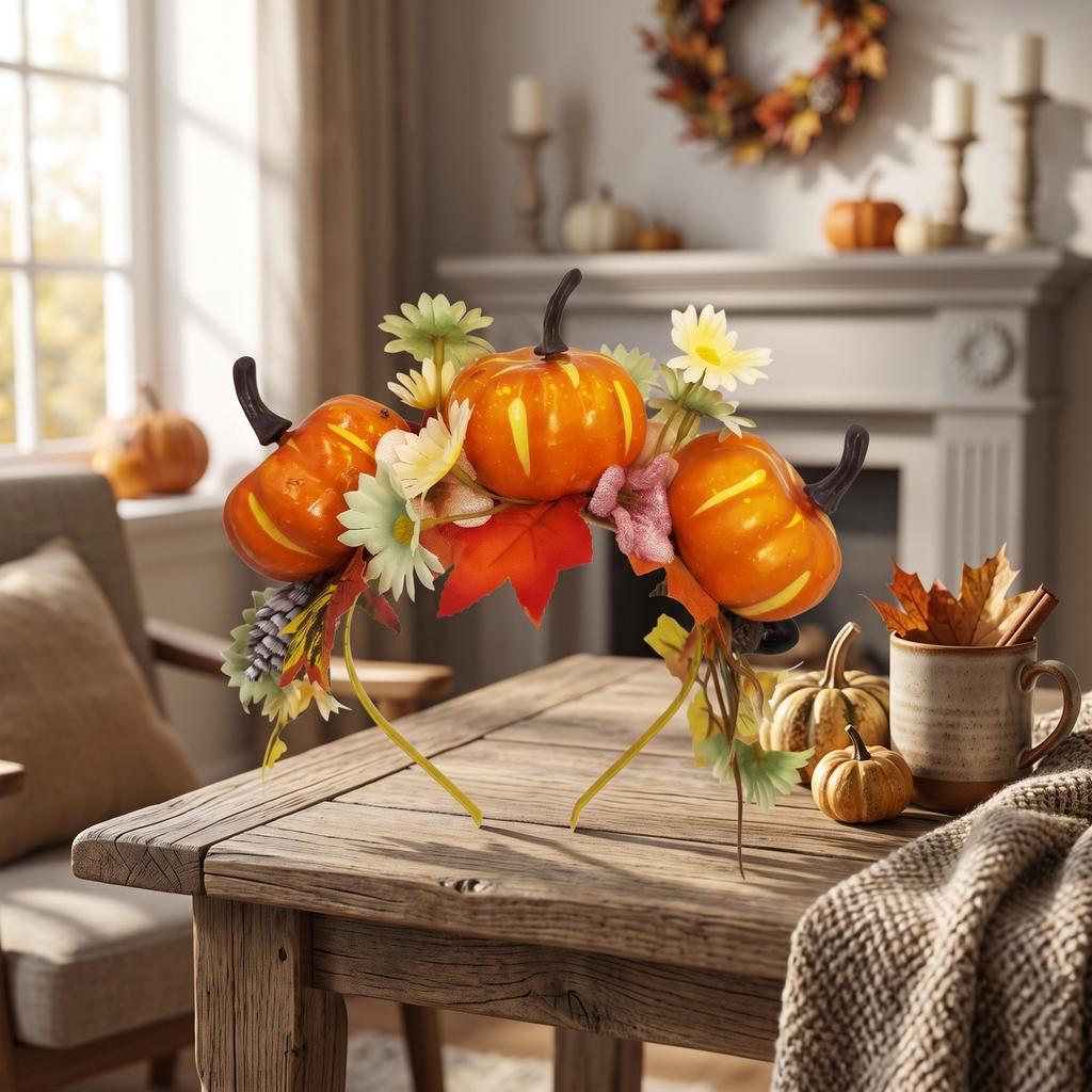 Halloween Pumpkin Maple Leaf Headband Party Headpiece for Women Photo Props